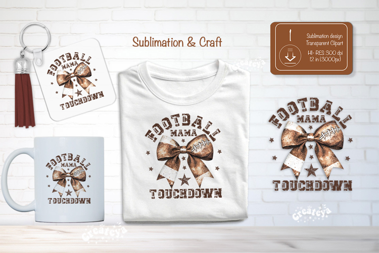 Football Mama Sublimation Clipart Football Coquette bow