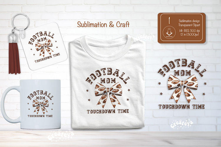 Football Mom Sublimation Clipart Football Coquette bow png