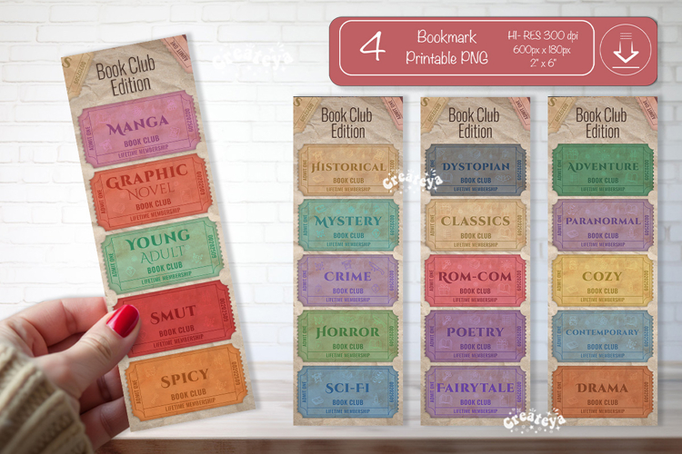 Book Club Ticket Bookmark printable Reading Genre Tickets