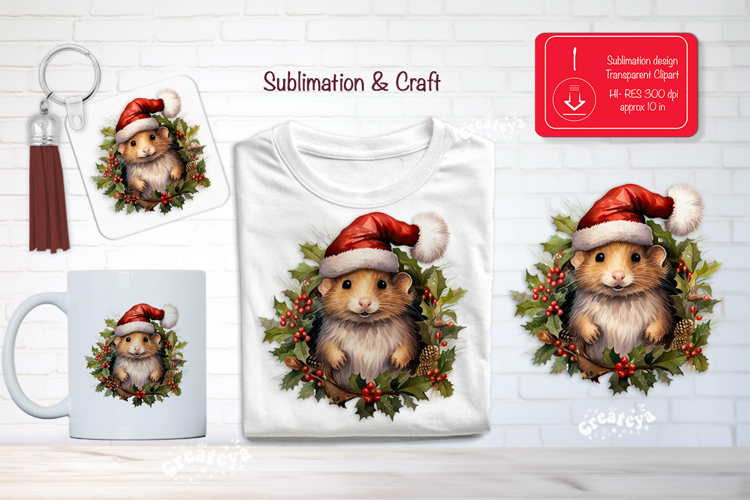 Christmas Watercolor Clipart Sublimation holiday animals