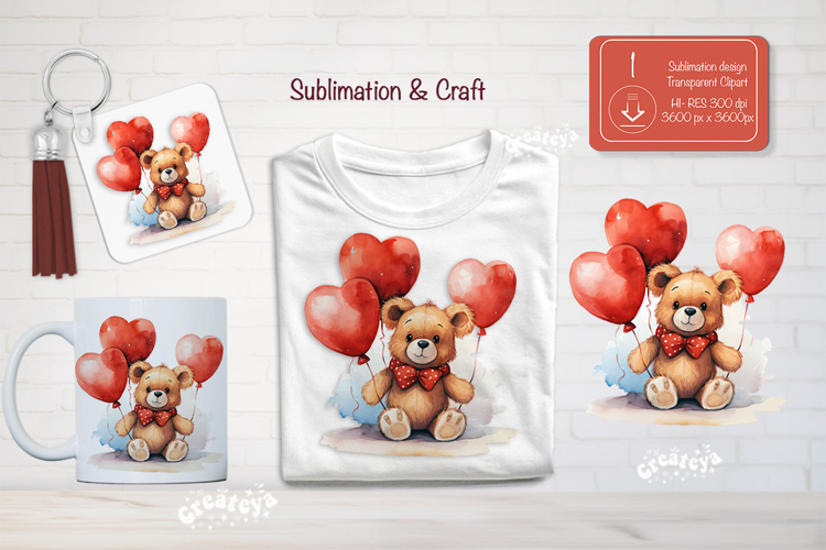 Kids Valentine Sublimation Clipart Cute bear Sublimation png