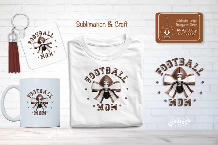 Football Mom Sublimation Clipart Football Coquette bow png