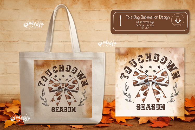 Football Tote Bag Sublimation Vintage Game Day png Touchdown