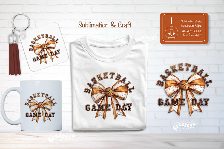 Basketball Sublimation Clipart Basketball Bow Shirt Game Day