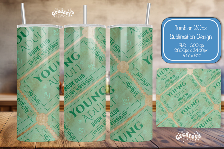 Book club Ticket tumbler wrap Reading Genre Sublimation png