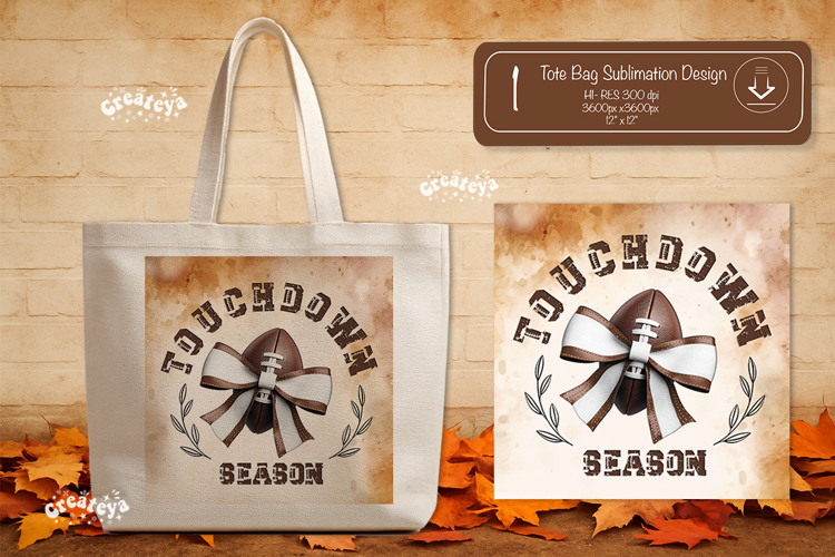 Football Tote Bag Sublimation Vintage Game Day Touchdown png