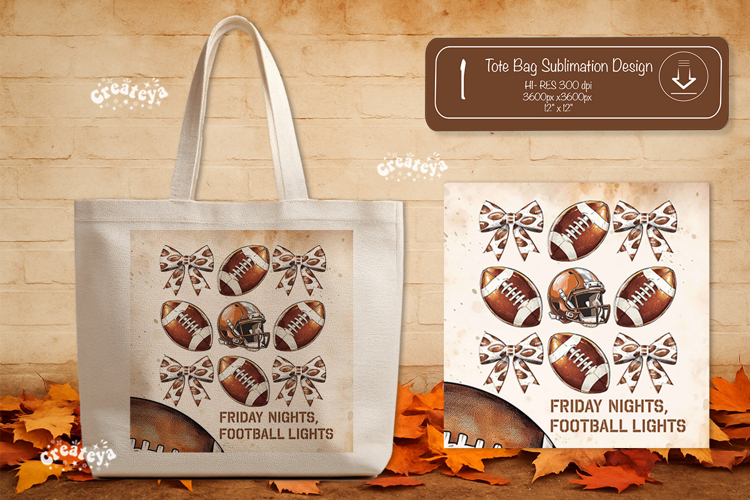 Football Tote Bag Sublimation Vintage Game Day png Touchdown