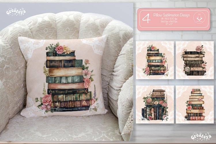 Book lover Pillow case sublimation watercolor Floral Pillow