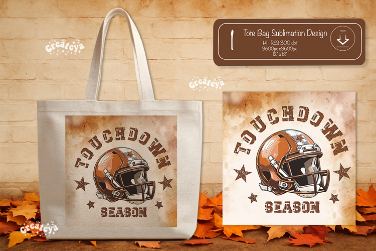 Football Tote Bag Sublimation Vintage Game Day Touchdown png
