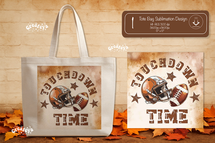 Football Tote Bag Sublimation Vintage Game Day Touchdown png