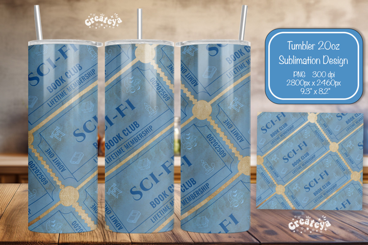 Book club Ticket tumbler wrap Reading Genre Sublimation png