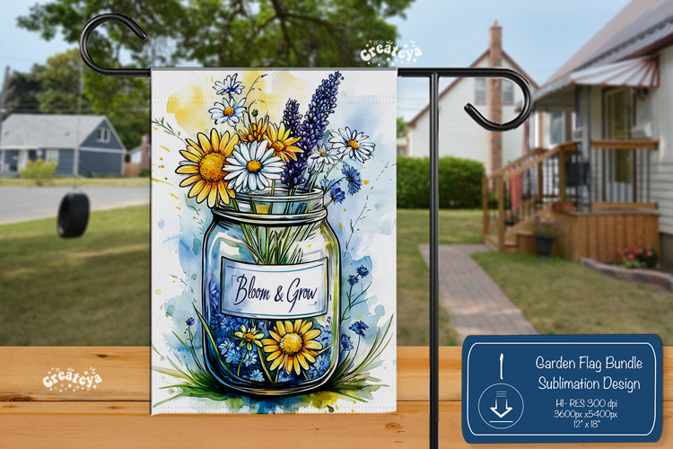 Summer Garden flag png Spring yard sign Flower sublimation