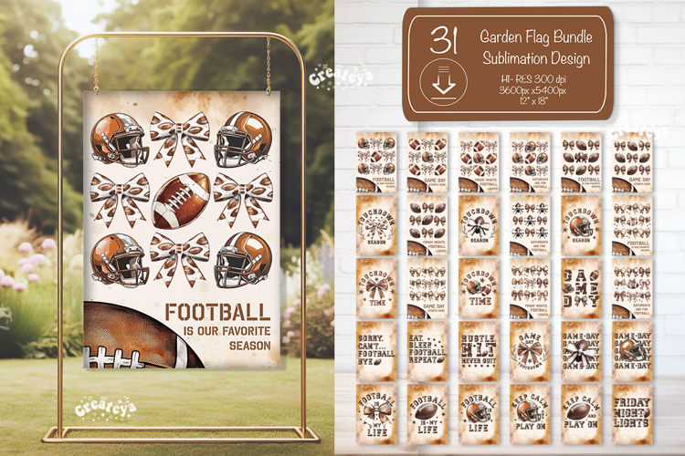 Football Garden Flag PNG Bundle American Football Yard Sign