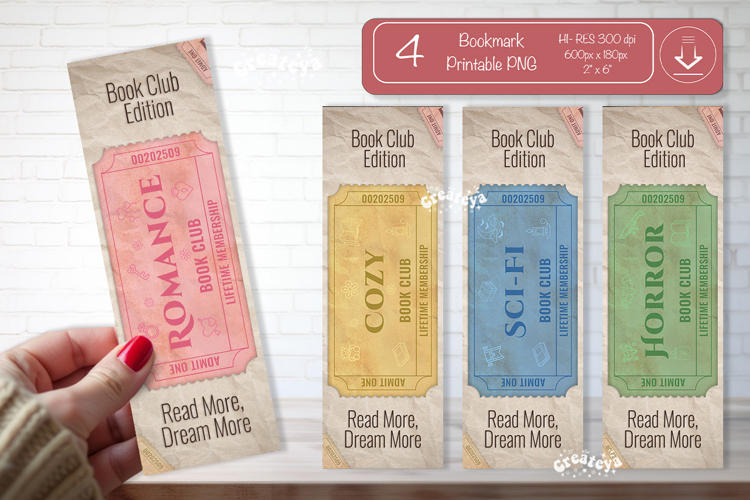 Book Club Ticket Bookmark printable Reading Genre Tickets