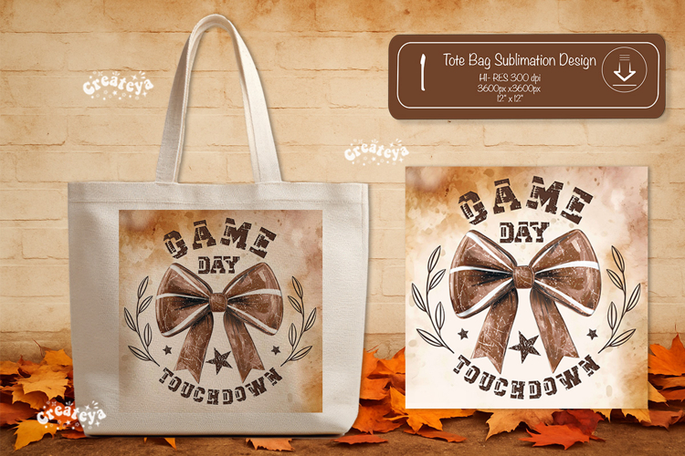 Football Quote Tote Bag Sublimation Vintage Touchdown png