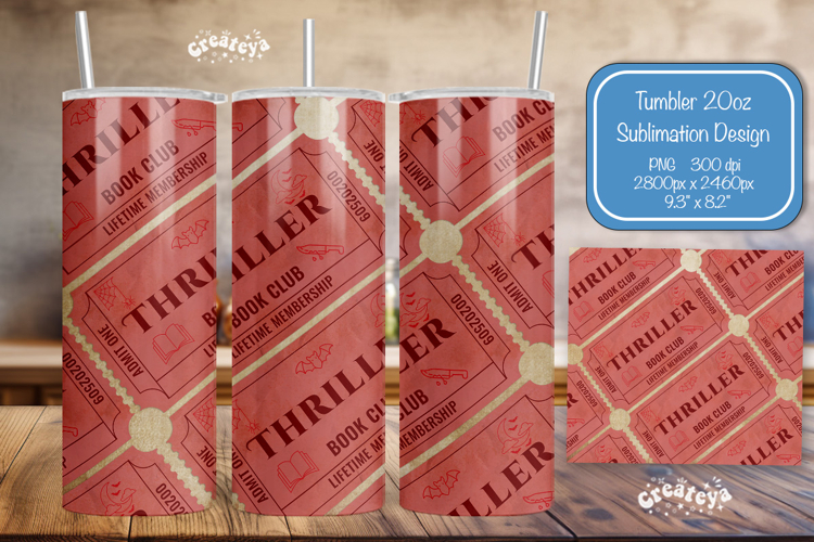 Book club Ticket tumbler wrap Reading Genre Sublimation png