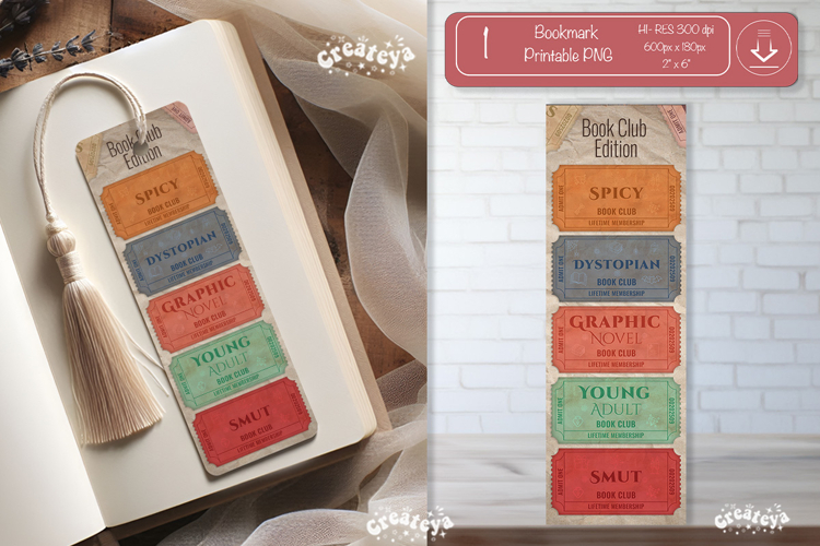 Book Club Ticket Bookmark printable Reading Genre Tickets
