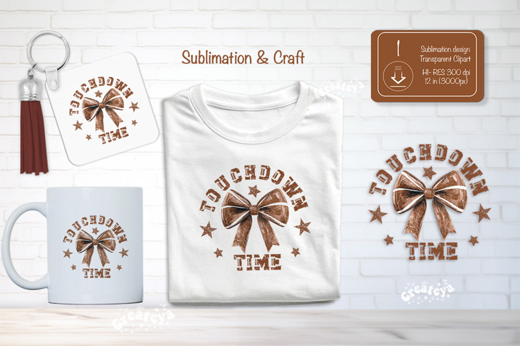 Football Sublimation Clipart Football Coquette bow Touchdown