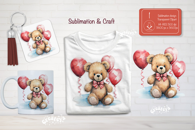 Kids Valentine Sublimation Clipart Cute bear Sublimation png