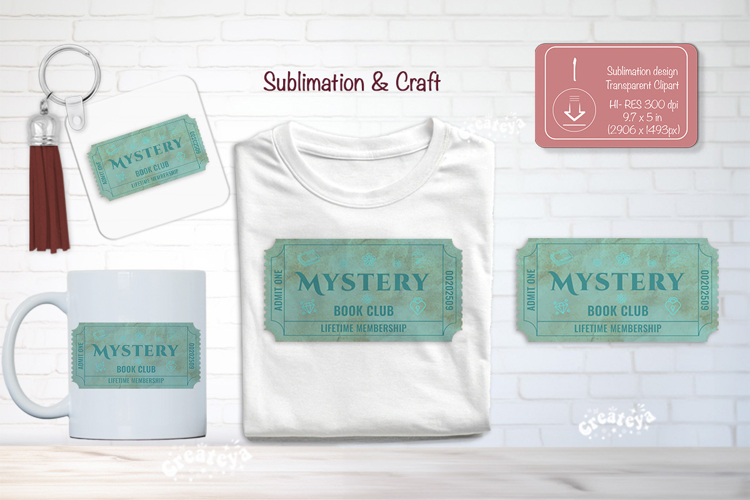 Book Club Ticket Sublimation Mystery Genre Tickets Clipart
