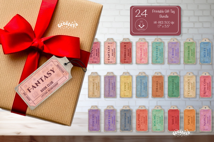 Printable Book Club Ticket Gift Tags Bundle Reading Labels