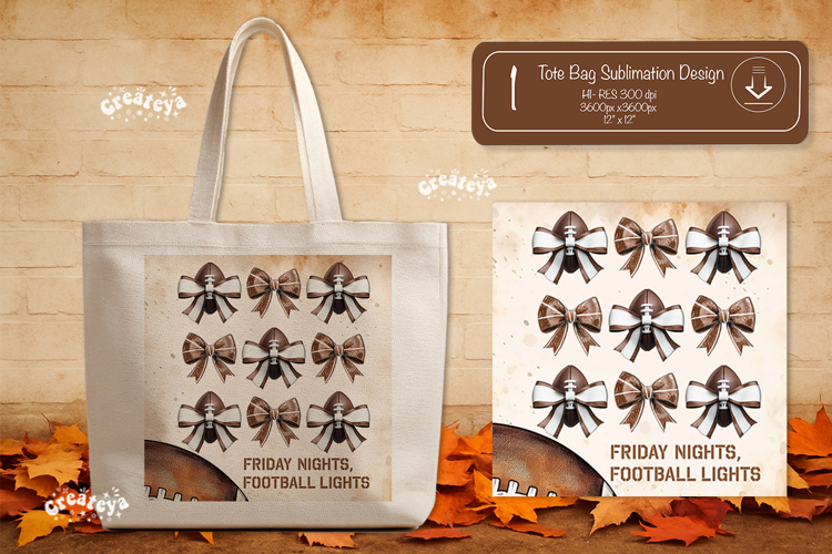 Football Tote Bag Sublimation Vintage Game Day Touchdown png