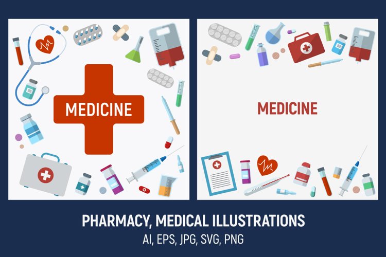 Pharmacy, medical illustrations