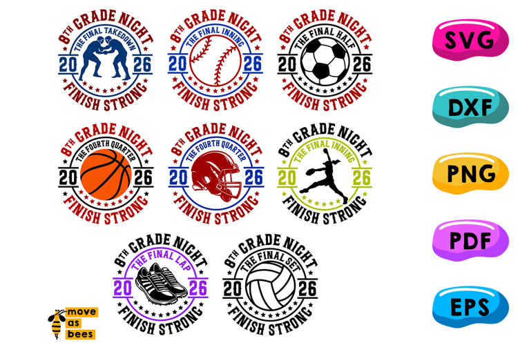 8th Grade Night Svg, Png, Sports Bundle, Year 2025 & 2026
