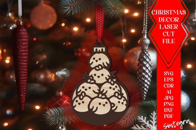 Chicken Christmas Balls SVG Laser Cut Files v4