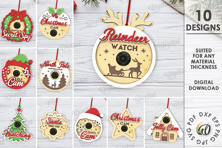 Christmas Cam Bundle Laser Cut. Christmas Decor SVG