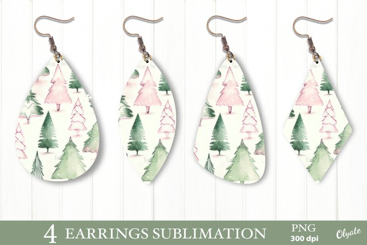 Christmas Earring Sublimation PNG. Christmas Tree PNG