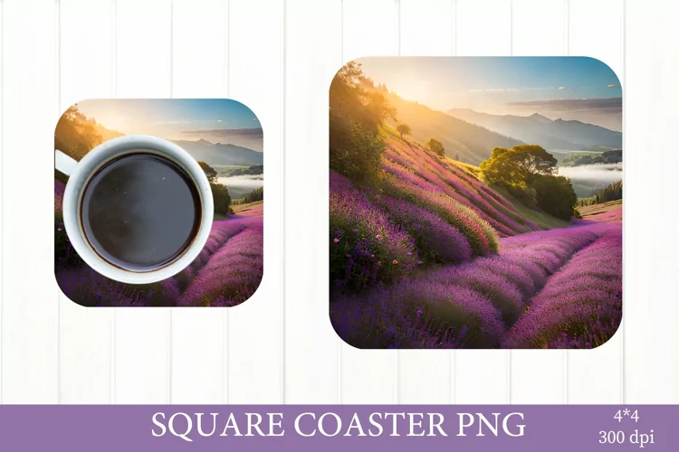 Landscape Coaster PNG. Square Coaster Sublimation