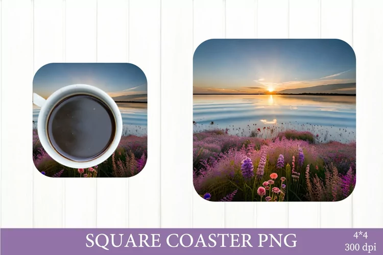 Landscape Sublimation. Square Coaster Sublimation PNG