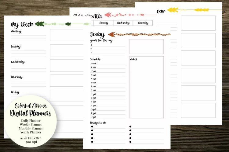 Colorful Arrows Digital Planners