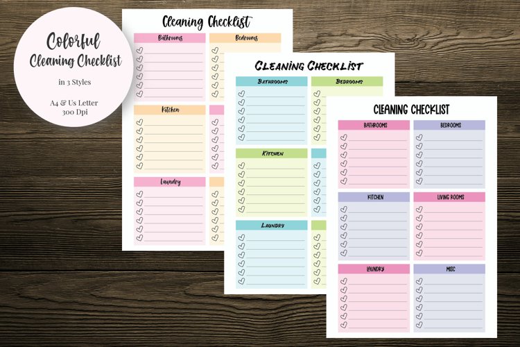 Colorful Cleaning Checklist Planner