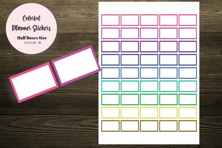 Colorful Half Boxes Planner Stickers