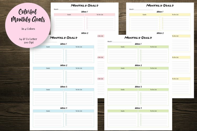 Colorful Monthly Goals Planner