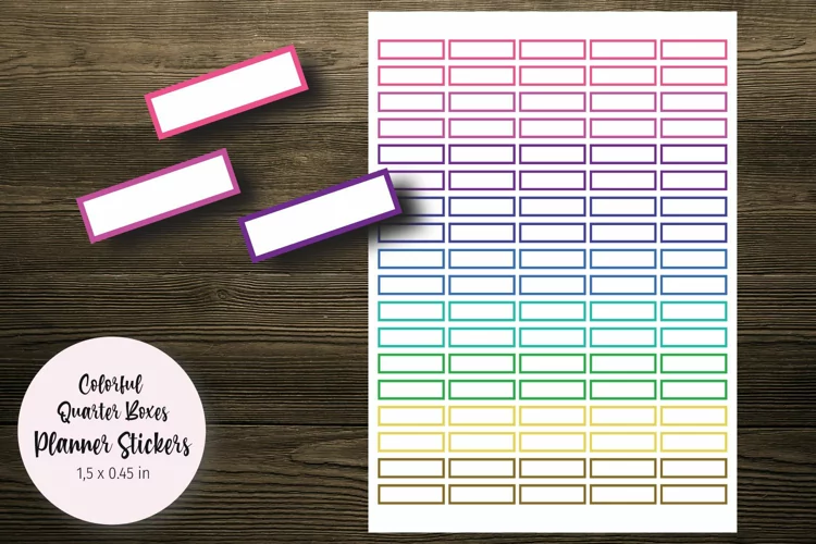 Colorful Quarter Boxes Planner Stickers