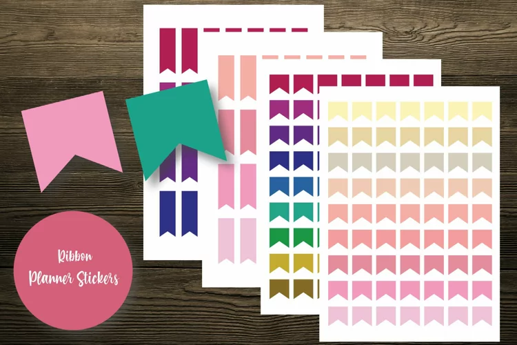 Colorful Ribbon Planner Stickers
