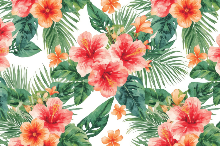 Tropical Watercolor Floral Background