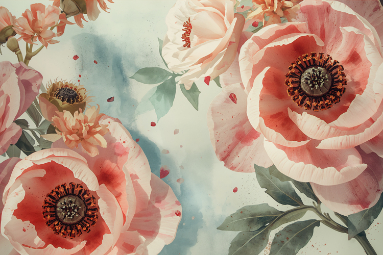 Watercolor Flowers Background Wallpaper