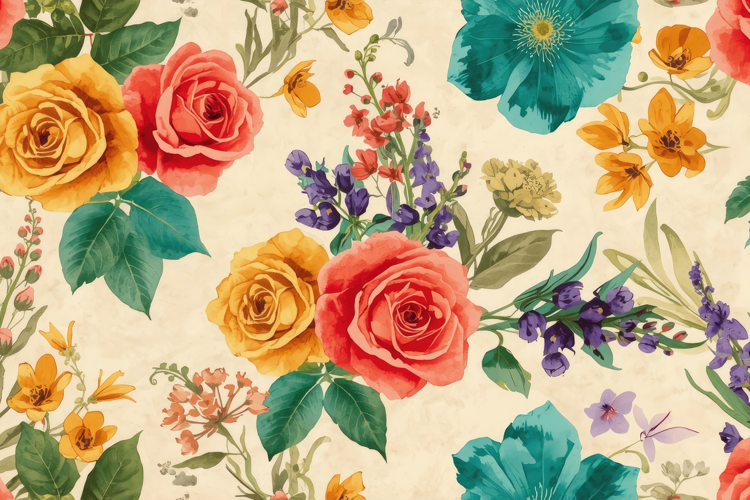 Vintage Style Watercolor Floral Background