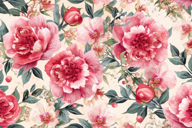 Red Watercolor Floral Background