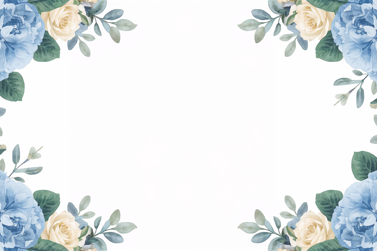 Watercolor Blue Floral Background