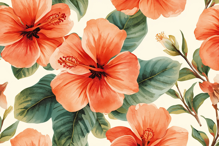 Watercolor Hibiscus Flower Background