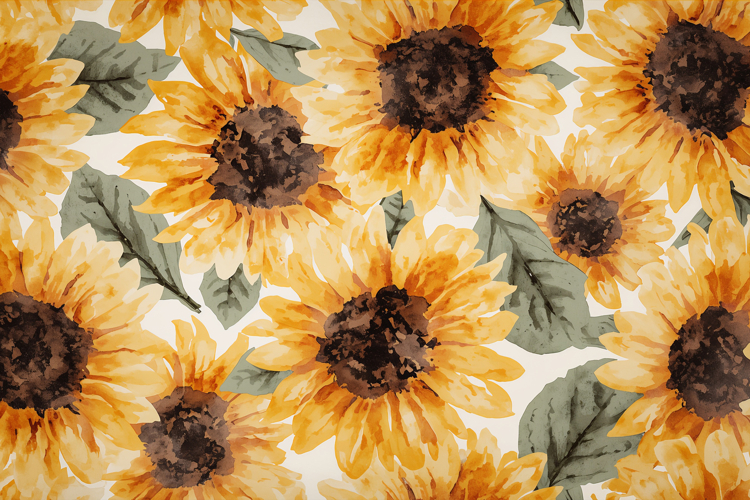 Handmade Watercolor Sunflowers Background Wallpaper example image 1