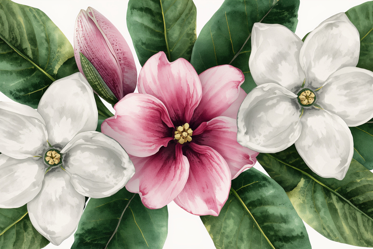 Pink White Watercolor Floral Background