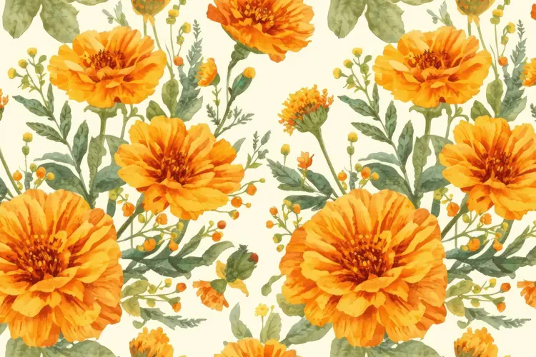 Watercolor Marigold Flowers Background