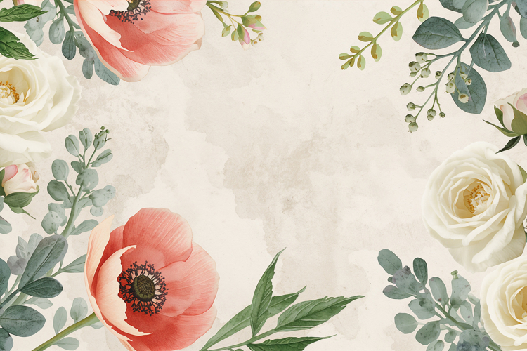 Red And White Watercolor Floral Background