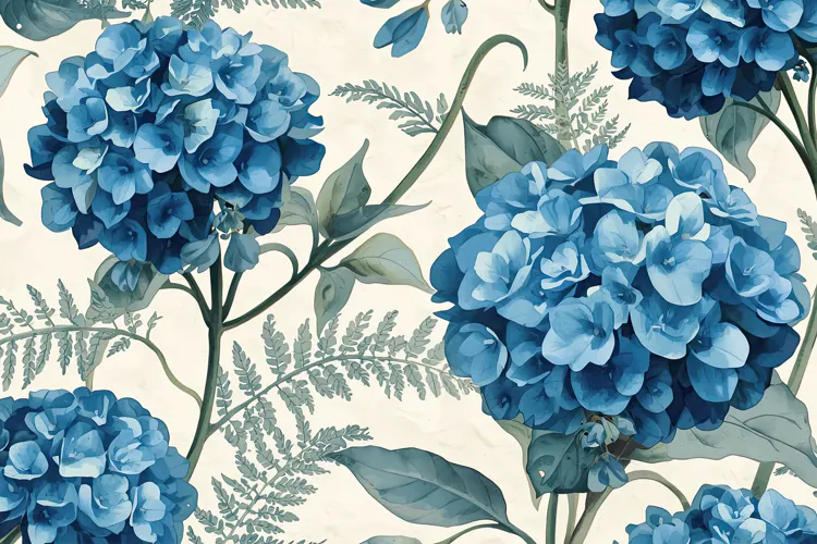 Watercolor Vibrant Blue Hydrangea Background
